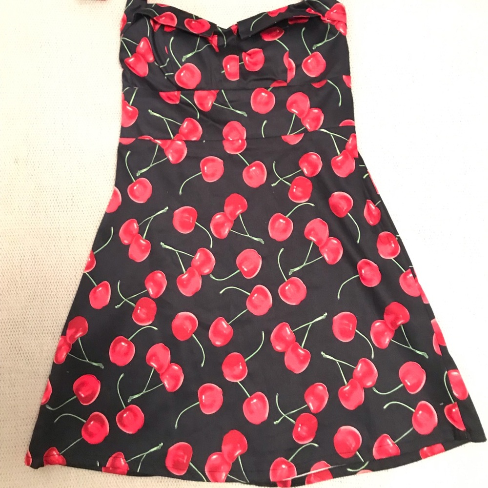 Cherry print halter dress